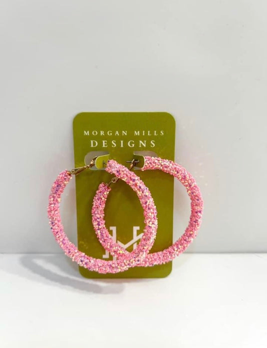 Pink Sparkle Hoops
