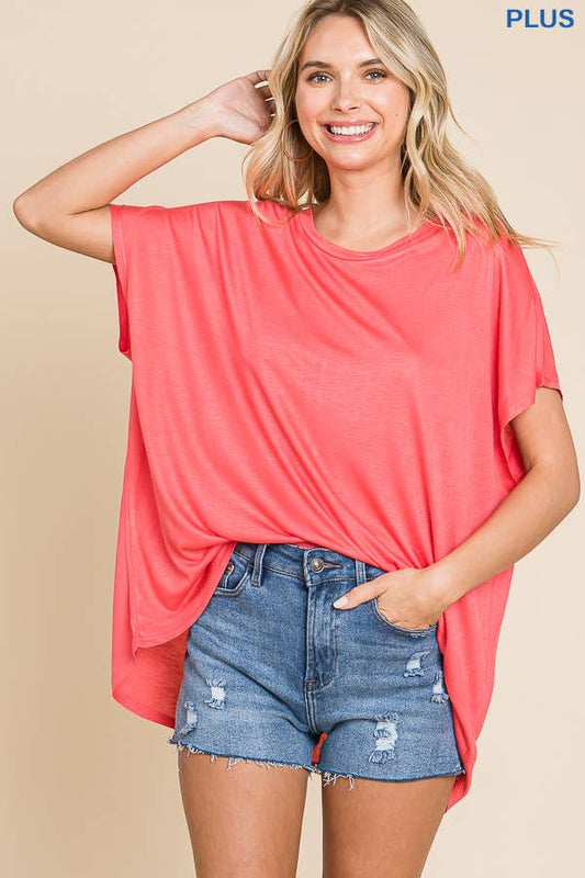 Plus Coral Pink Oversized Top